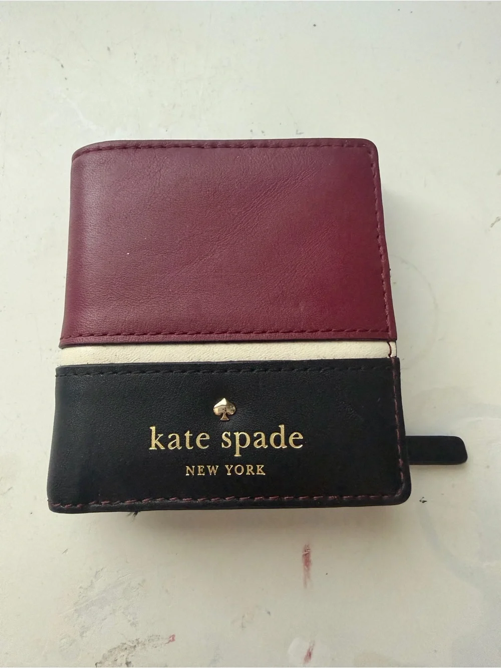 kate spade Two-Tone Burgundy, Black & Cream Leather Card Holder